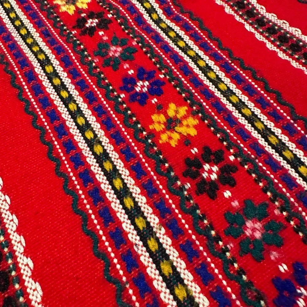 Vintage Red Embroidered Pillow Case Multicolor 23 x 17.5 Inch
